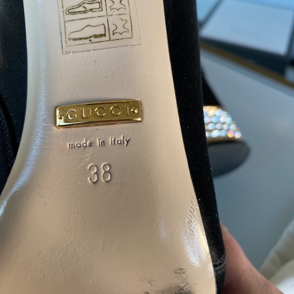 Gucci Embroidered Satin Boots with removable crystal bows and heels  sz38 - Picture 11 of 15